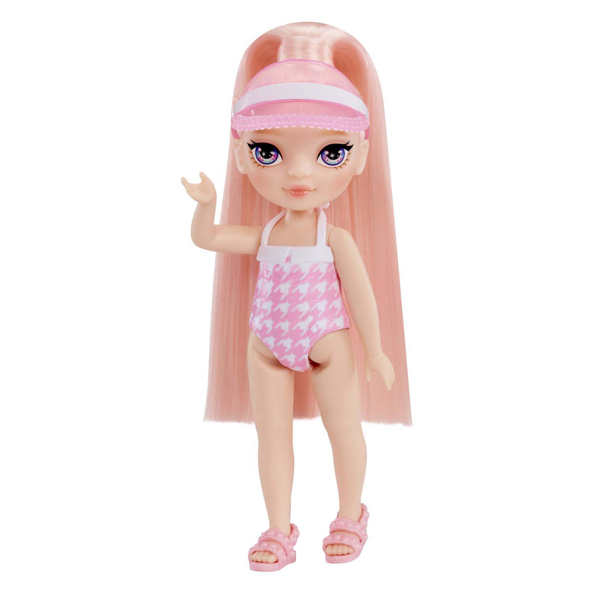 Piccola giornata in piscina per bambola Rainbow High con set da gioco Blush