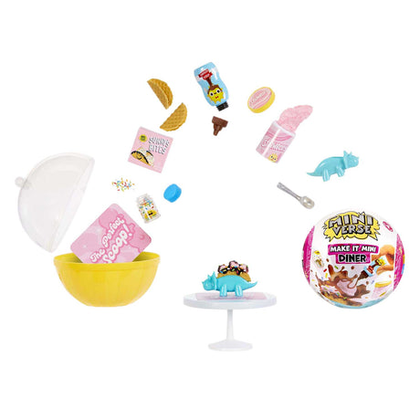 Miniverse crea mini alimenti: serie di cene 4 - set artigianale - creazione di miniature - snack e bevande - incluso tavolo