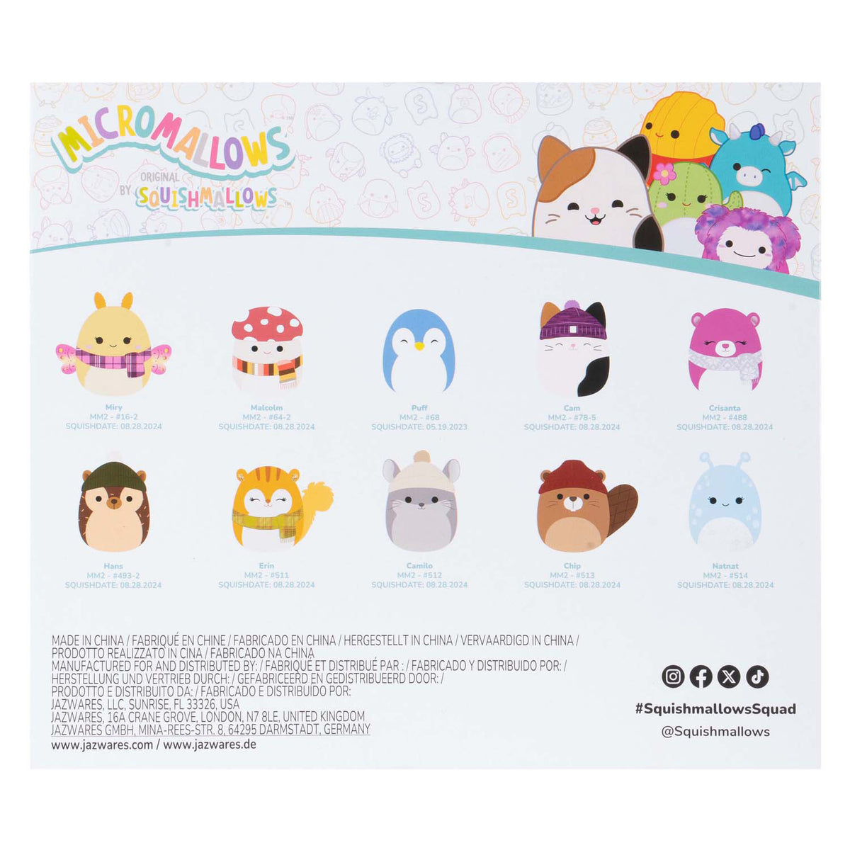 Jazwares Squishmallows peluche coccolone - micromallows invernali - 10 pz.
