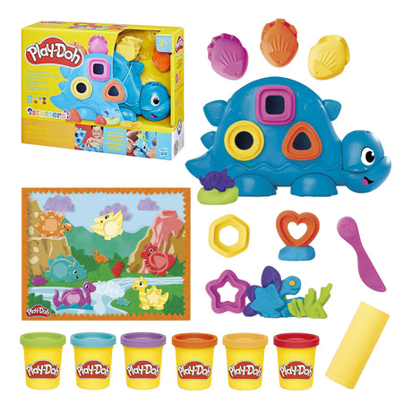 Dino play-doh in piedi con forme e colori - 6 vasi di terracotta