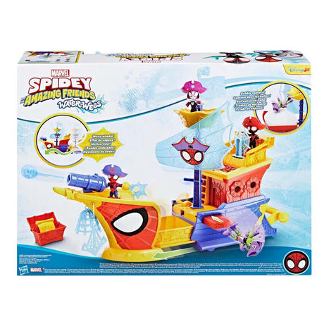 Hasbro spidey water-webs ahoy pirantenschip met bubbels - incl. bellenblaas