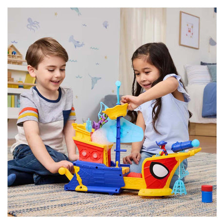 Hasbro spidey water-webs ahoy pirantenschip met bubbels - incl. bellenblaas