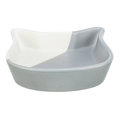 Trixie ciotola per cibo per gatti testa di gatto in ceramica grigio bianco