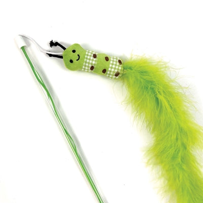 Happy pet tabby patch cat rod bruco verde