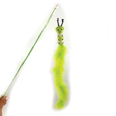 Happy pet tabby patch cat rod bruco verde