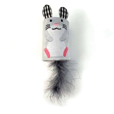 Happy pet tabby patch topo con cricchetto e rullo grigio