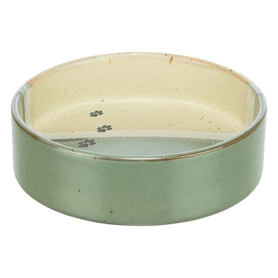 Trixie ciotola per cibo e beverino con stampa di zampe in ceramica verde beige