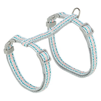 Pettorina per gatti Trixie con guinzaglio motivo retrò grigio blu