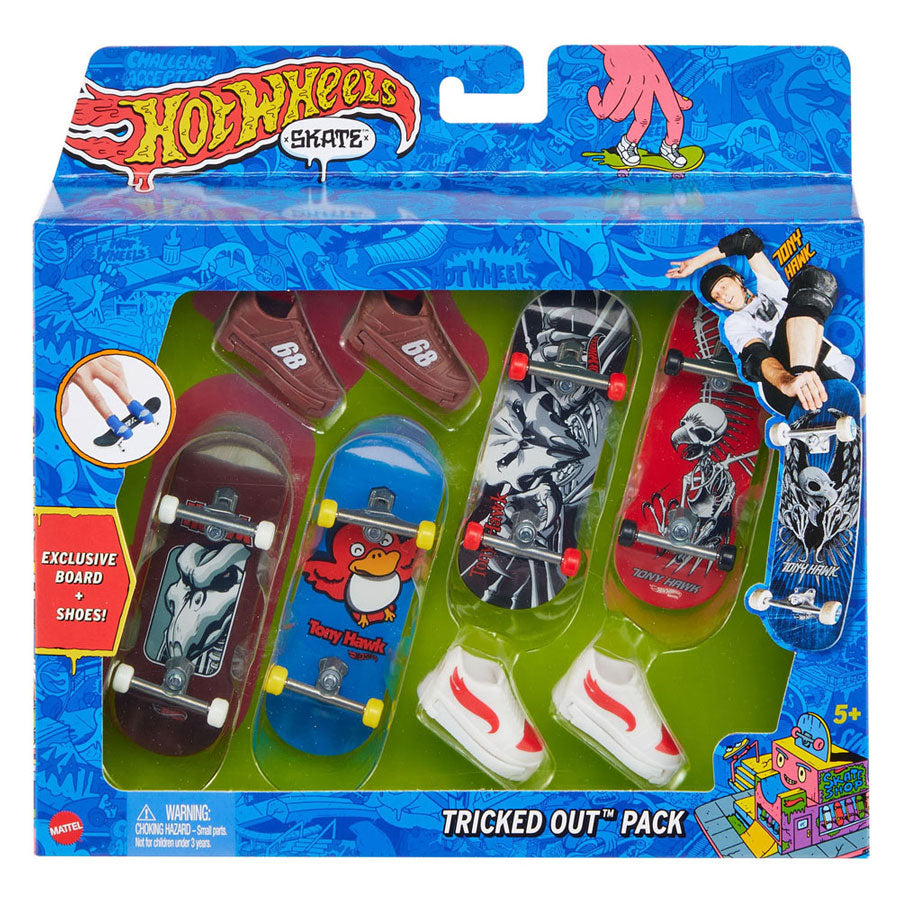Confezione multipla di skateboard da dito Hot Wheels, 6 pezzi.