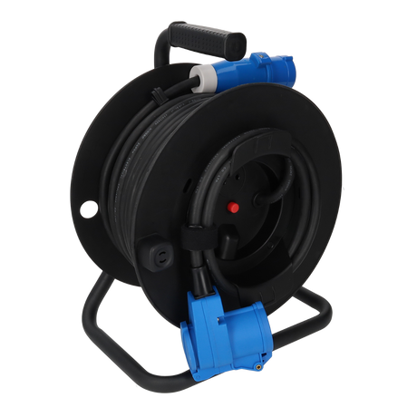 Avvolgicavo 25m cavo in neoprene 3x1,5mm² con spina cee e innesto negozio