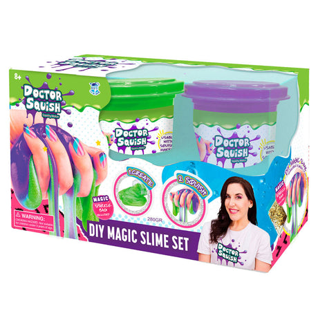 Confezione risparmio di slime Boti Doctor Squish - verde e viola, 240 grammi
