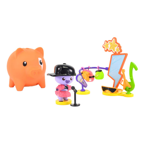 Pocket money piggies pockey money piggies personaggio da gioco con salvadanaio - pacchetto popstar