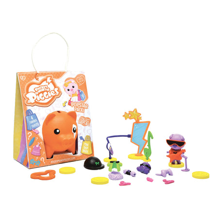 Pocket money piggies pockey money piggies personaggio da gioco con salvadanaio - pacchetto popstar