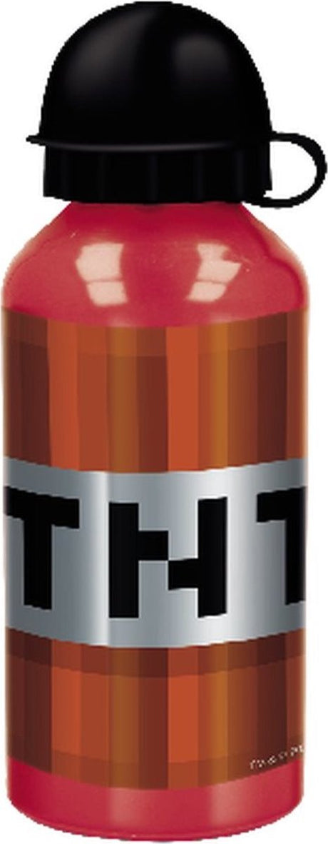 Borraccia in alluminio Stor Minecraft - 400 ml - leggera - tappo a vite a tenuta stagna - borraccia per bambini - rosso nero