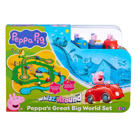 Gear2play Peppa Pig sfreccia in giro - il set da gioco del grande mondo di Peppa - pista modulare per sfrecciare intorno ai veicoli - interattivo con musica e suoni