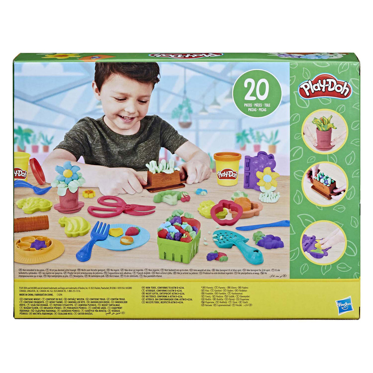 Set da gioco da giardino Play-doh con 8 vasi di terracotta - 20 pezzi.