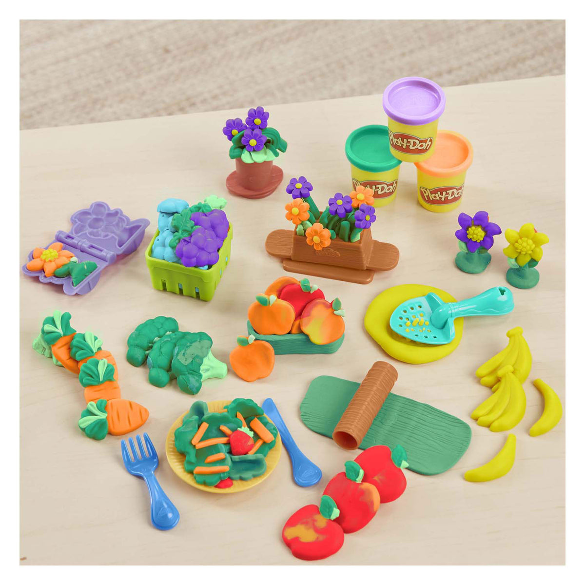 Set da gioco da giardino Play-doh con 8 vasi di terracotta - 20 pezzi.