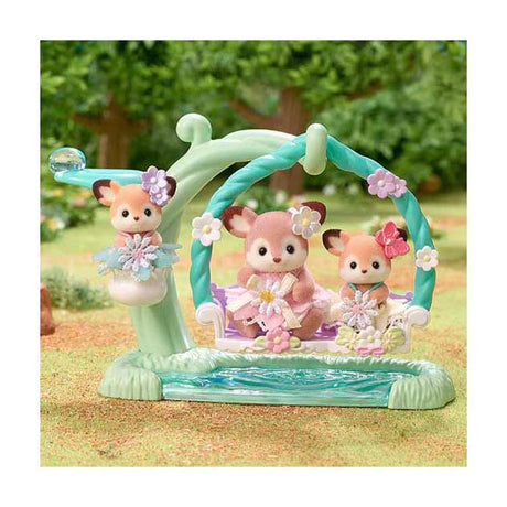 Sylvanian Families 5801 cucciolo di cervo - altalena floreale - 3 personaggi di gioco morbidi e vellutati