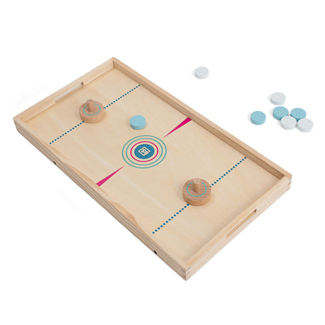 Bs Toys disco da fionda e gioco d'azione da hockey da tavolo - gioco da tavolo 2 in 1 - giocattoli per bambini - da 6 anni - 2 giocatori