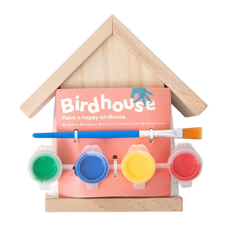 Casetta per uccelli verniciabile BS Toys - inclusa vernice e pennello - legno - alta 13 cm