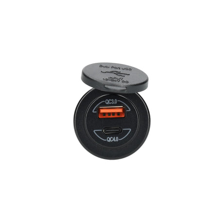 Power line Caricatore USB integrato con USB-A QC3.0 e USB-C QC4.0