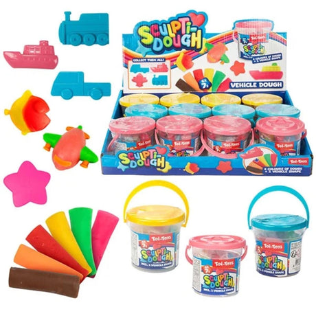 Toi-toys toi giocattoli argilla scolpita incastonati in un secchio