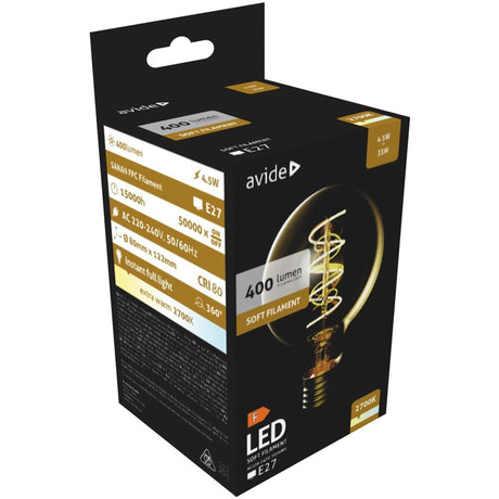 Lampada LED Avide filamento morbido 4,5w, attacco E27, 2700 kelvin, 400 lumen