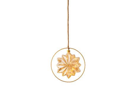 Stella in vetro Lumineo LED con 15 lampade micro LED in un anello di metallo - ø 26 cm, funzionamento a batteria con timer