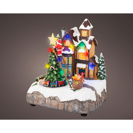 Lumineo Scena natalizia Decorazione albero di Natale LED in poliresina 16x19x22cm