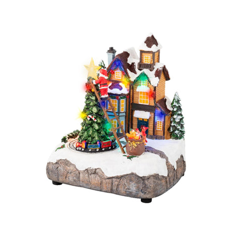 Lumineo Scena natalizia Decorazione albero di Natale LED in poliresina 16x19x22cm
