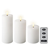 Set candele Lumineo LED in cera, 3 pezzi, bianco