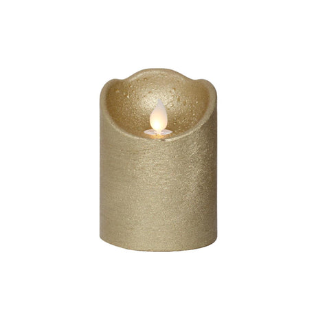 Lumineo LED candela ondulante cera oro ø7,5xh10cm bianco caldo