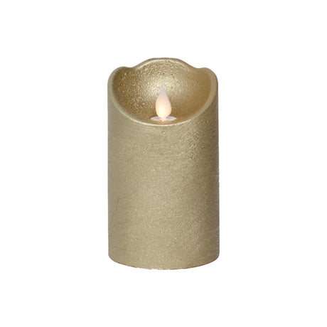 Lumineo LED candela ondulante cera oro ø7,5xh12,5cm bianco caldo