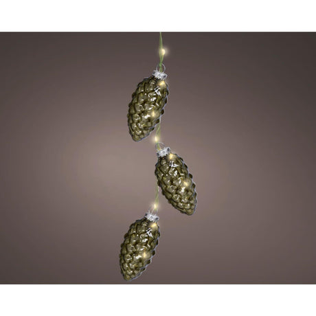 Cordoniera Lumineo pigna verde LED 5,7x5,7x28cm bianco caldo
