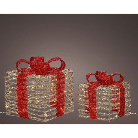 Set pacchetto Lumineo Micro LED da 2 pezzi per uso interno a batteria con timer color oro bianco caldo