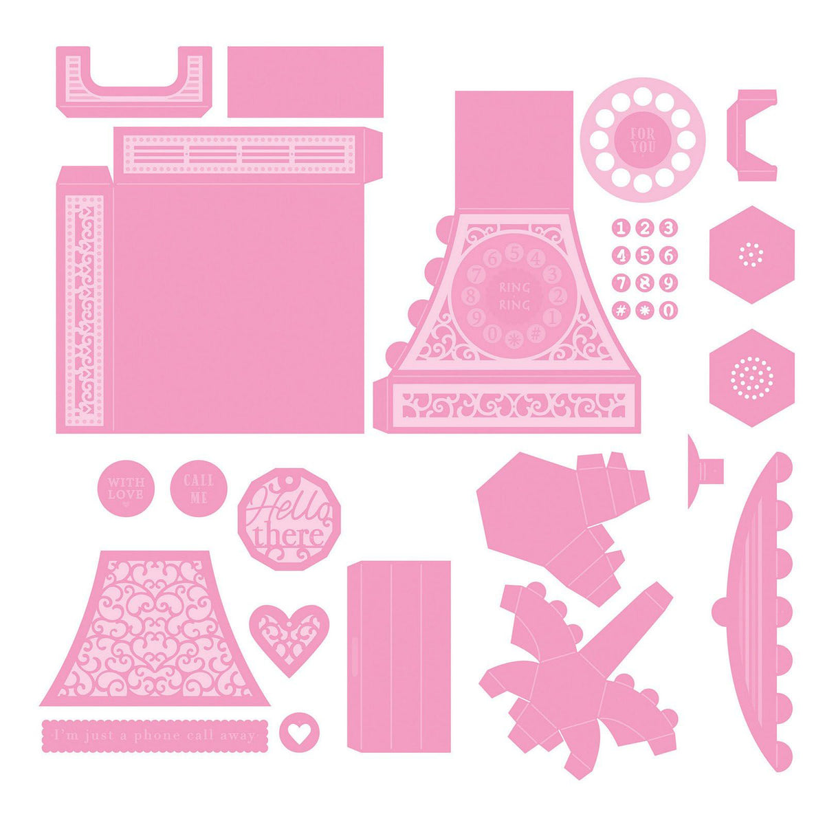 Tonic Studios • dimensioni die set telefono vintage