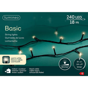 Catena luminosa a LED Lumineo per interni ed esterni 18m 240 luci bianco caldo. con timer da 8 ore e funzione dimmer