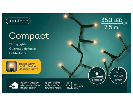Catena luminosa a LED Lumineo 750cm 350xLED bianco caldo per albero 120-150cm con timer 8 ore e funzione dimmer