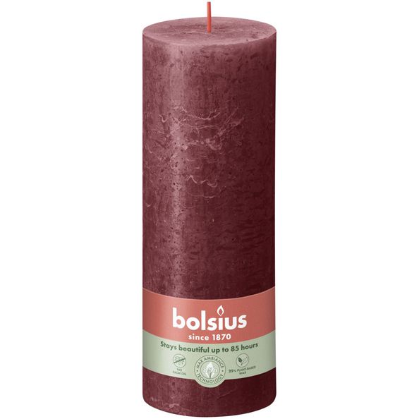 Bolsius candela rustica velluto rosso ø68x190 mm 85 ore (4 pezzi)