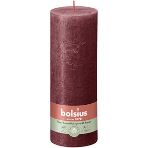 Bolsius candela rustica velluto rosso ø68x190 mm 85 ore (4 pezzi)