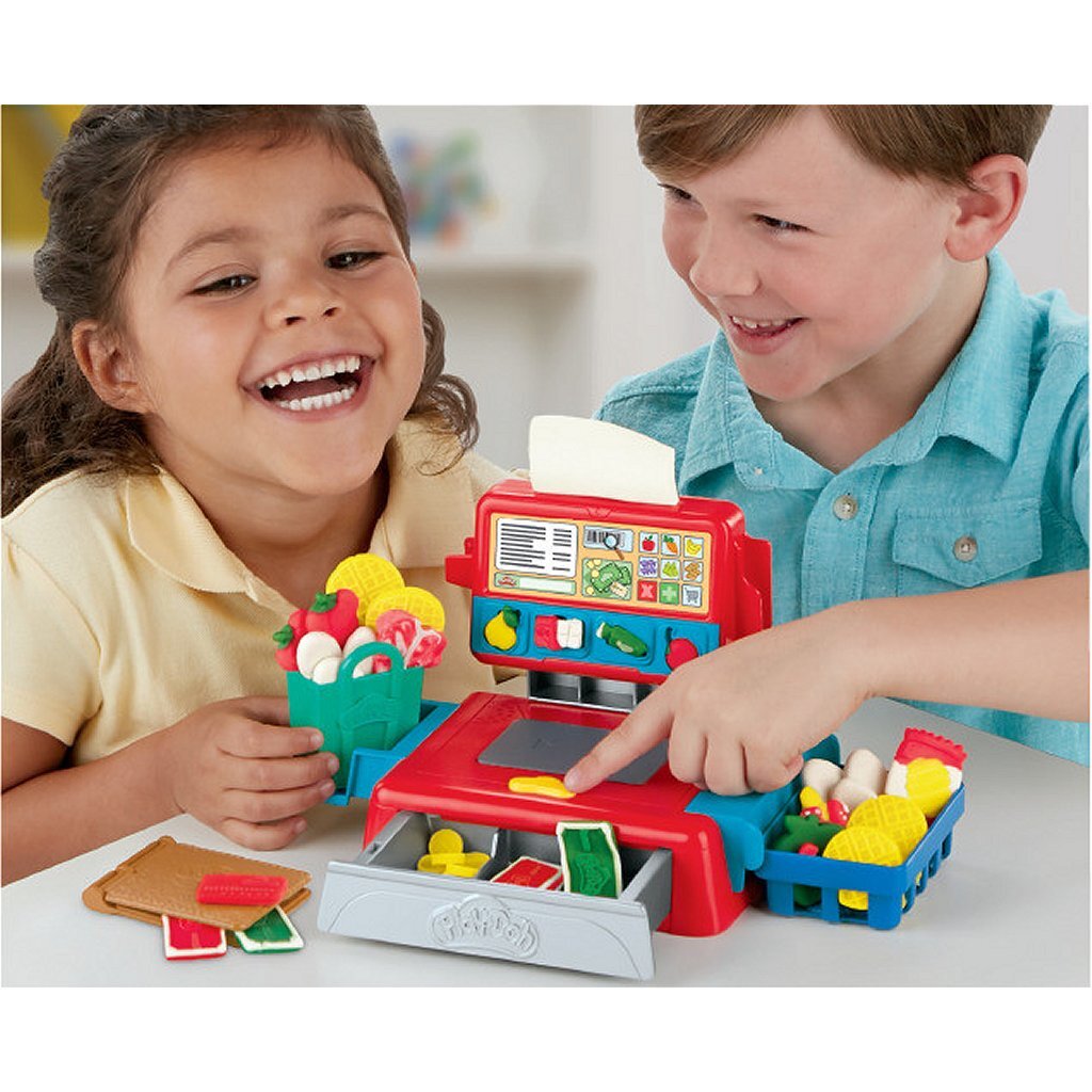 Registratore di cassa play-doh + 4 vasetti di argilla + suono