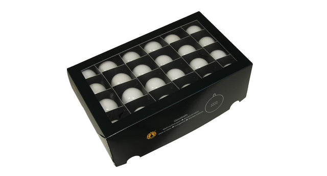 W b. 48 glassballs cap white opal 40 mm