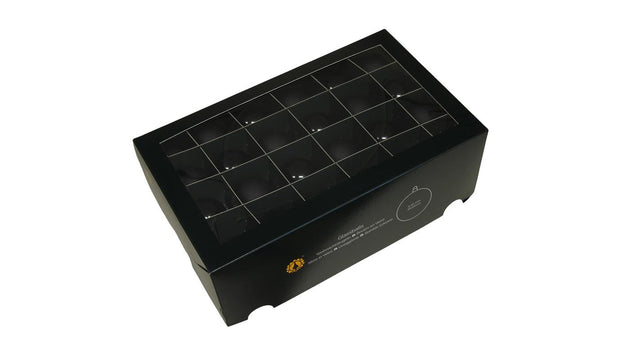 W b. 48 glassballs cap black 40 mm