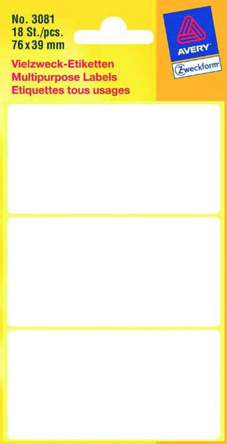 Etichetta canguro Zweckform blister bianco 76x39mm con 18 etichette. pacchetto da 10 pacchi