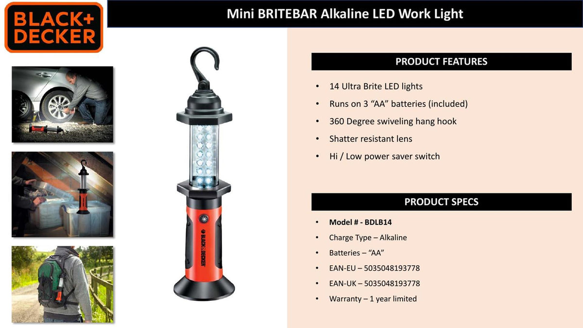 Black+decker lampada da lavoro black decker 14 LED