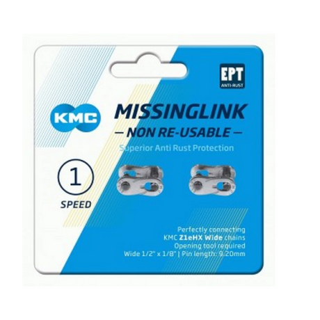 KMC SCHAKEL WIGHKMC MISSLINK MISSED Z1EHX NR EPT - Blocco a catena per biciclette, 2m, nero