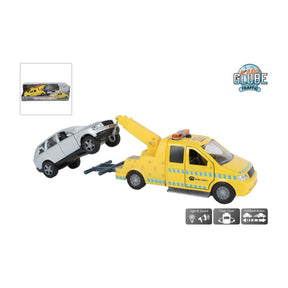Carro attrezzi per bambini con mappamondo m, luce per auto, suono pressofuso, tiro indietro di 26 cm