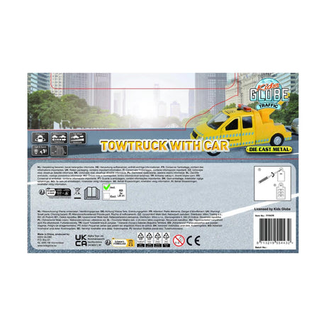Carro attrezzi per bambini con mappamondo m, luce per auto, suono pressofuso, tiro indietro di 26 cm