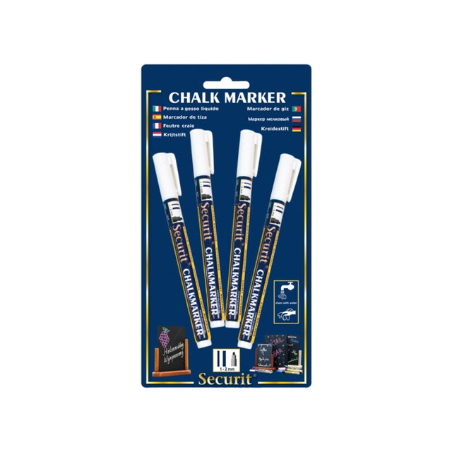 Pennarello a gesso Quantore rotondo bianco 1-2mm, 4 pz