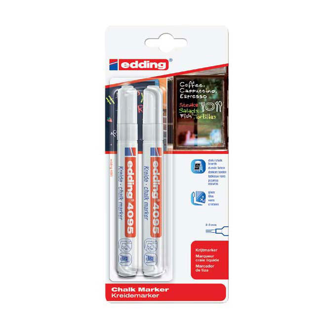 Pennarello a gesso Quantore Edding bianco, 2 pz.